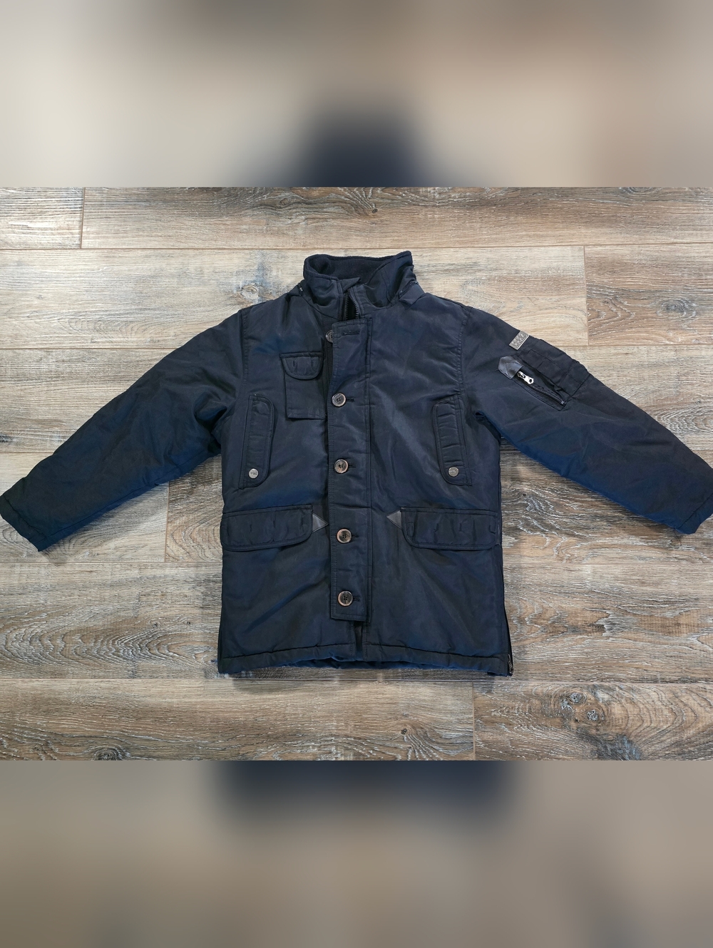 Coogi Kids Jacket Size 8 Coat Black Bomber Zip Wool Blend Winter Heavy 6 Pockets